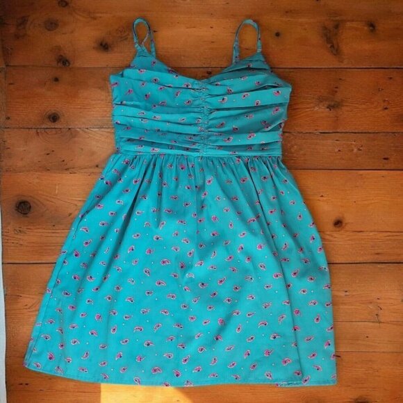 Roxy Spaghetti Strap Tank/blouse Womens M Turquoise Paisleys Boho Beachy Adjust - Picture 1 of 11